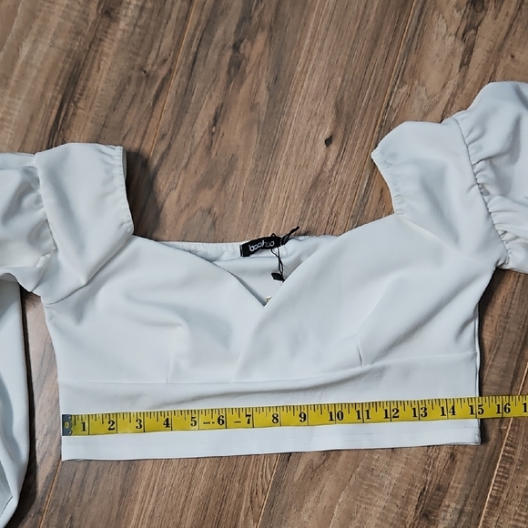 Boohoo Women's Crepe Wrap White Crop Top NWT 10 - Picture 10 of 12